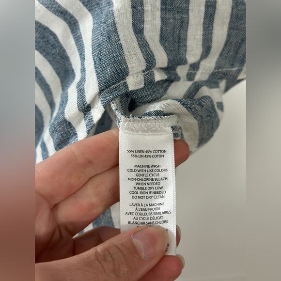 Beach lunch and lounge linen/cotton stripe top, size Large worn once - Picture 5 of 8